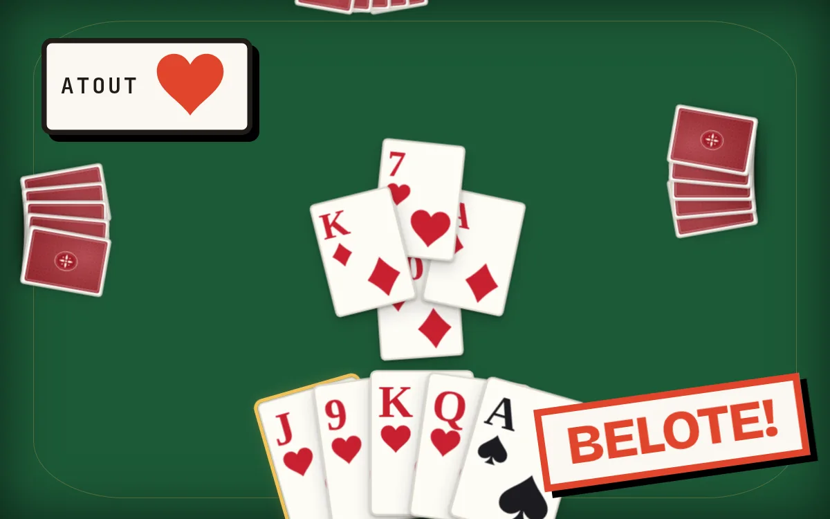 Belote & Coinche game screen on PlayNest