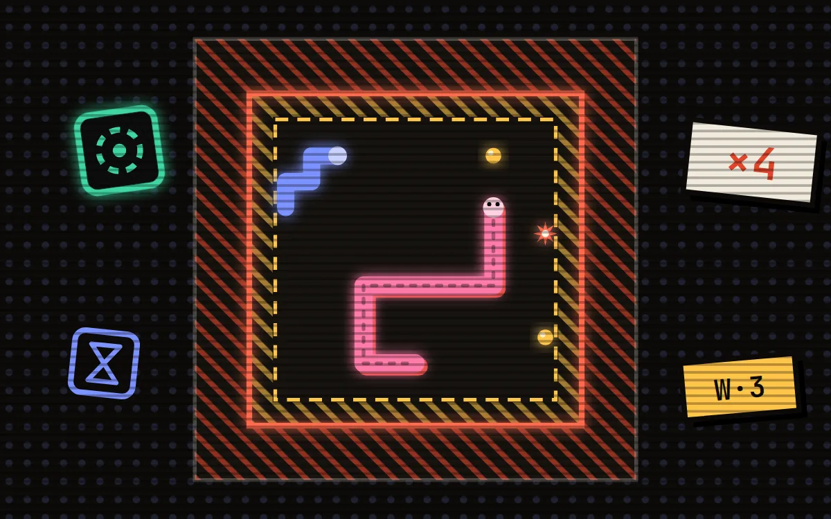 Neon Snake Arena game screen on PlayNest
