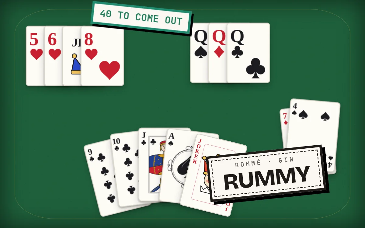 Rummy game screen on PlayNest