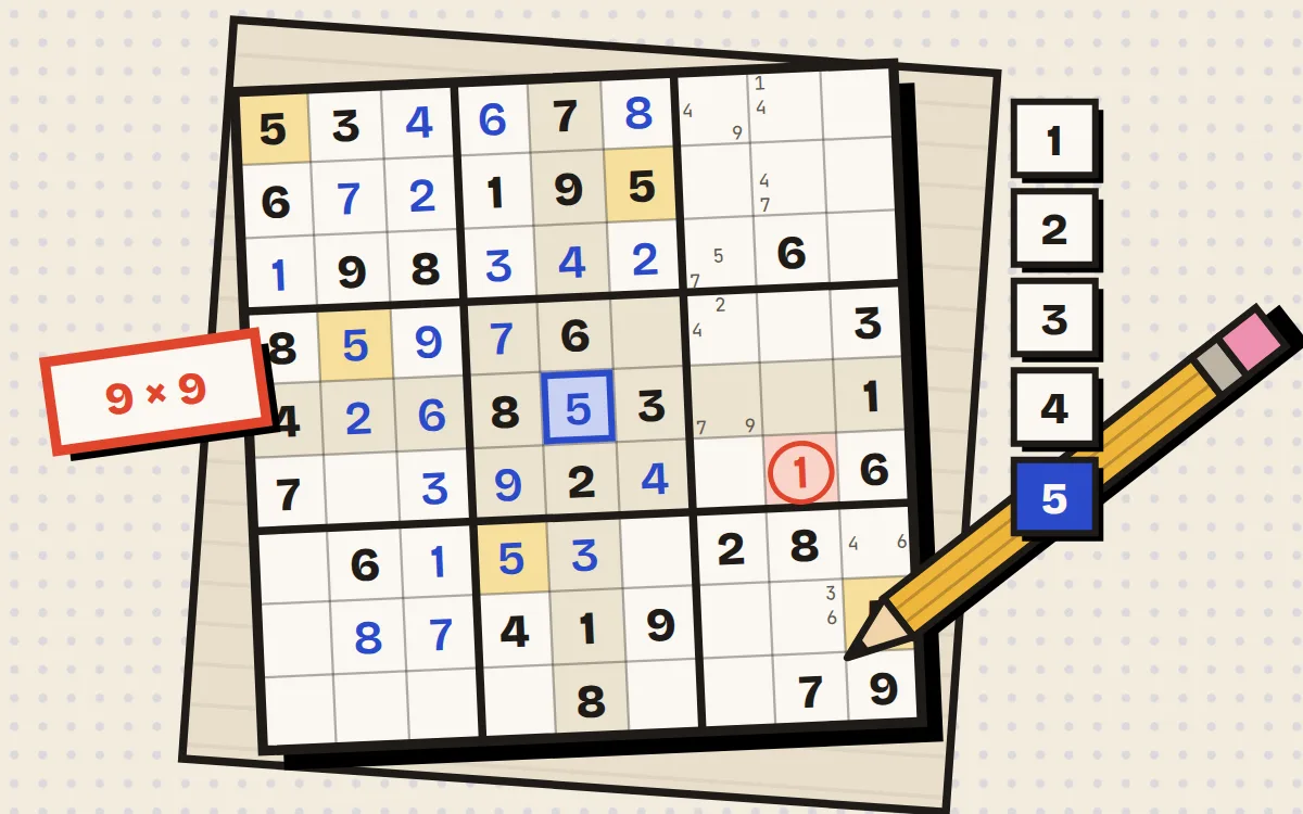 Sudoku game screen on PlayNest