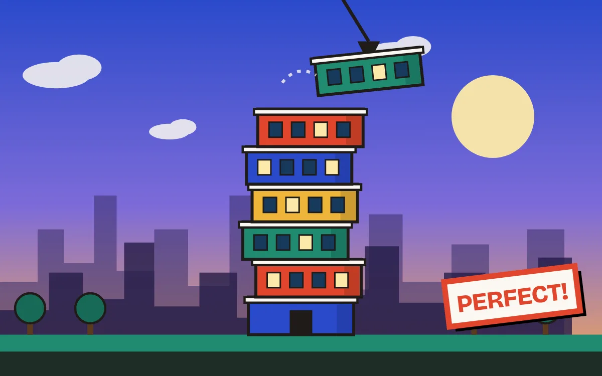 Tower Stack game screen on PlayNest